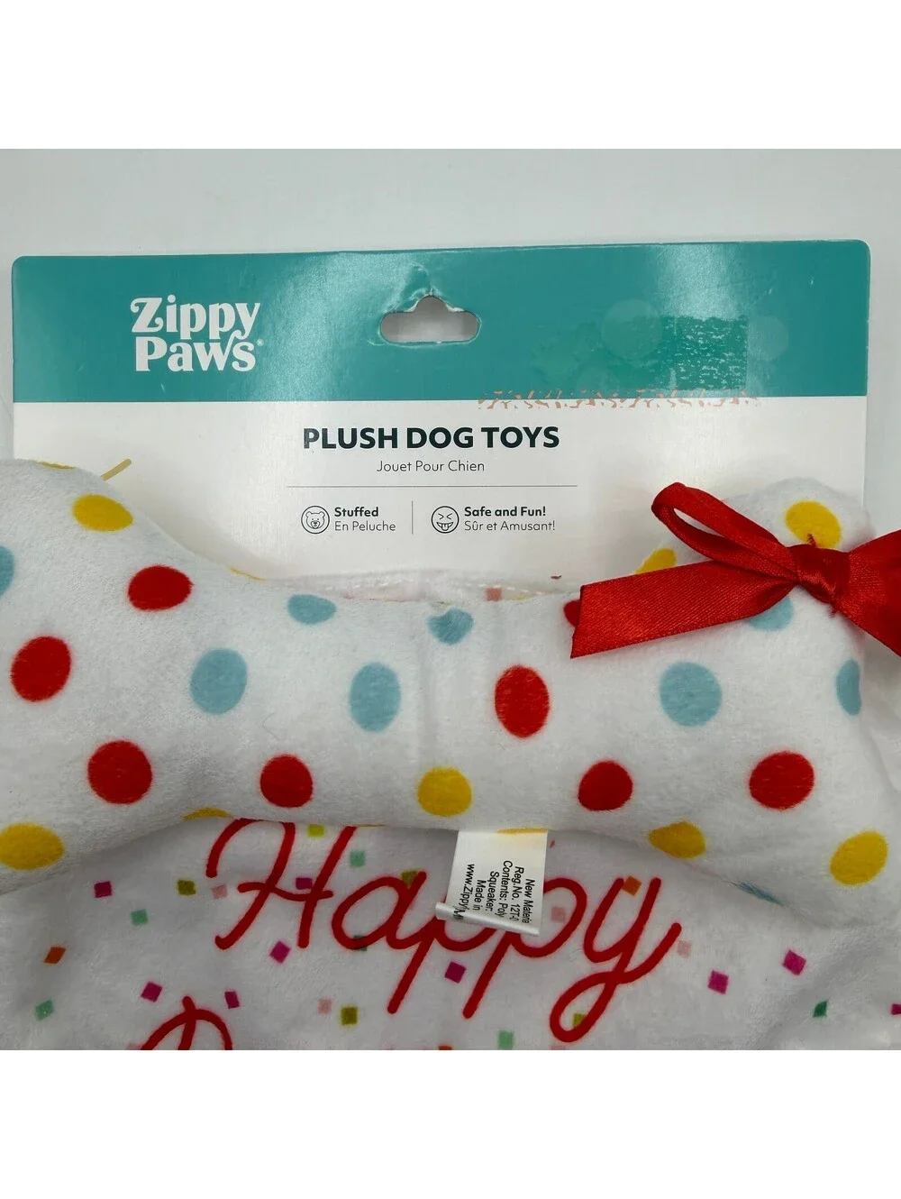 ZippyPaws Birthday Bandana and Bone 2-Pack Dog Toy Plush Zippy Paws ZP1600 NEW